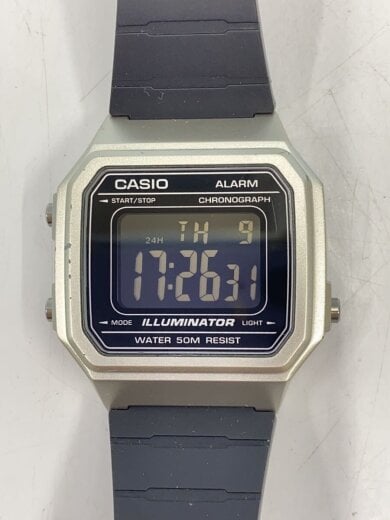商品画像：クォーツ腕時計/デジタル/ラバー/SLV/BLK/W-217H// 1