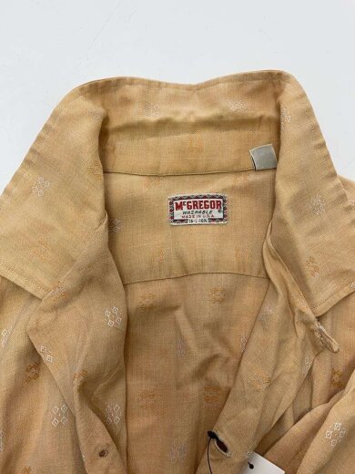 商品画像：60S/開襟シャツ/オープンカラー/USA製/襟ヨゴレ/長袖シャツ/16.5/コットン/BEG/総柄// 5