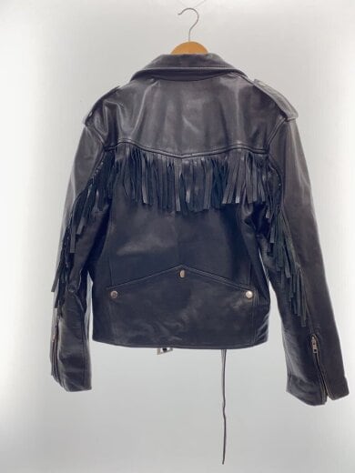 商品画像：KAKUISHI/ダブルライダースジャケット/袖フリンジ/L/牛革/BLK 2