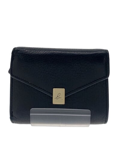 商品画像：3つ折り財布/レザー/BLK/無地/レディース 1