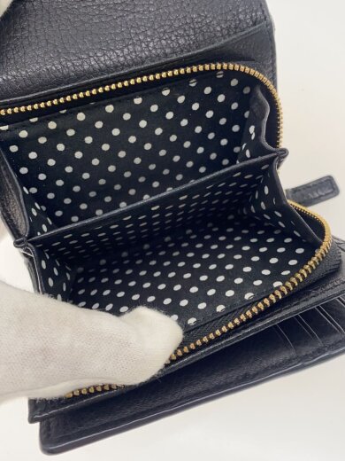 商品画像：3つ折り財布/レザー/BLK/無地/レディース 5