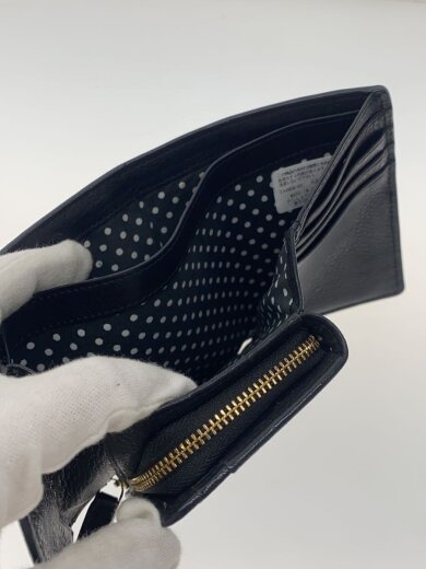 商品画像：3つ折り財布/レザー/BLK/無地/レディース 6