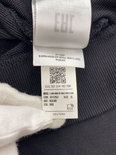 商品画像：S-GIRK-HOOD-ZIP-SMALL-NEW D LOGO/XL/コットン/BLK 5