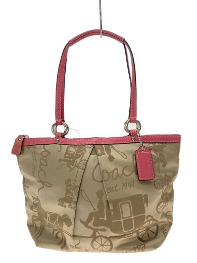 商品画像：トートバッグ_キャメル/キャンバス/BEG/総柄 1