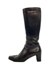 ロングブーツ/UK6.5/BLK/レザー