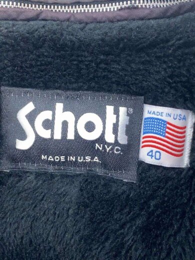 画像：Schottシングルライダースジャケット/40/レザー/BLK/無地/641G3