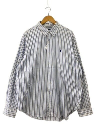 商品画像：長袖シャツ/XXL/コットン/BLU/ストライプ/襟汚れ有// 1