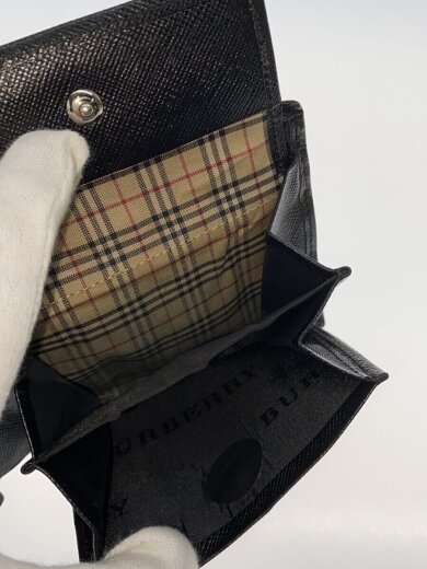 画像：BURBERRY2つ折り財布/レザー/BLK/無地/メンズ5