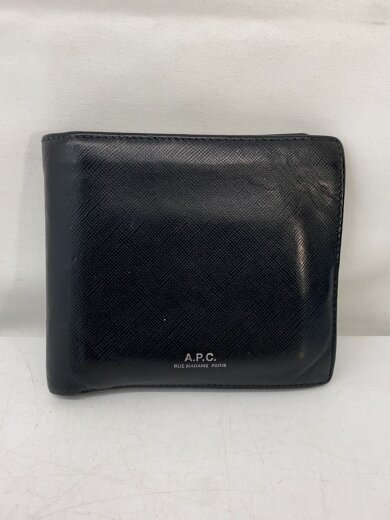 商品画像：2つ折り財布/レザー/BLK/無地/メンズ// 1