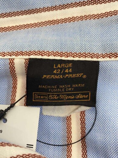 商品画像：長袖シャツ/L/ポリエステル/BLU/ストライプ/パジャマシャツ/70～80s 3