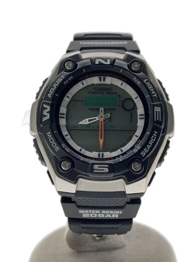 商品画像：クォーツ腕時計/デジタル/ラバー/BLK/AQW-101 1