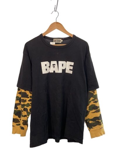 商品画像：袖カモレイヤード/長袖Tシャツ/2XL/コットン/BLK/プリント/001LTH801009M 1