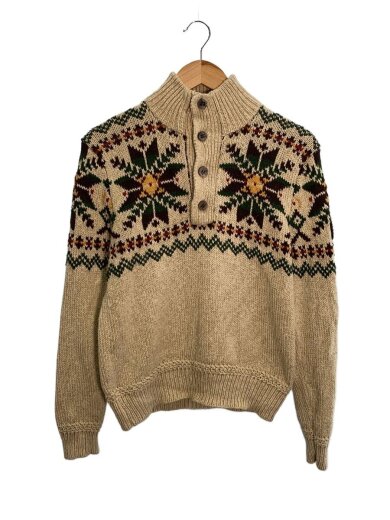 商品画像：ニット・セーター(厚手)/S/コットン/BEG/総柄/1814884MBB/ノルディック柄 1