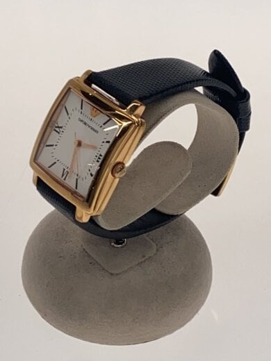 商品画像：クォーツ腕時計/アナログ/レザー/WHT/BLK/ar-11067/ベルトひび割れ有 2