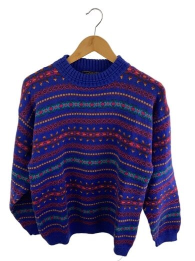商品画像：ニット・セーター(厚手)/M/コットン/BLU/総柄/02104 1