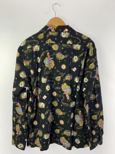 商品画像：長袖シャツ/XXL/コットン/BLK/総柄/3115078/オープンカラーカジノシャツ 2