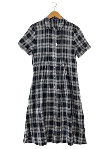 商品画像：シャツワンピース/L/リネン/BLK/チェック/D0323FA 500 1