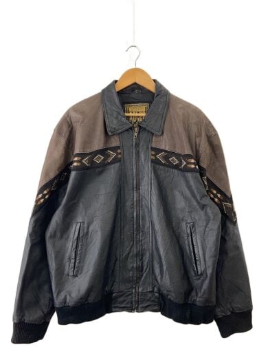 商品画像：ADLER/レザージャケット・ブルゾン/XL/レザー/BLK/ネイティブ柄 1