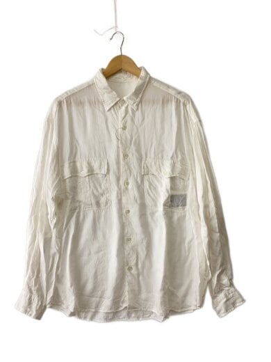 商品画像：長袖シャツ/L/キュプラ/WHT/roll up shirt/襟シミ有// 1