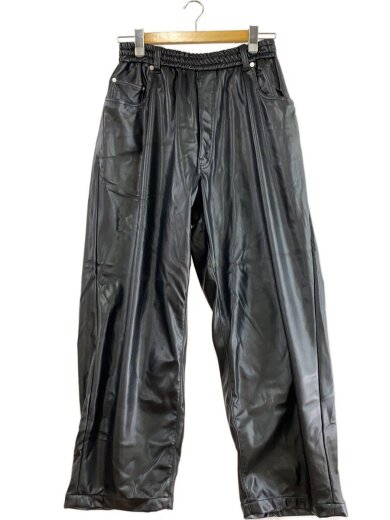 商品画像：Faux Leather 5 Pocket Wide Easy Pants/M/ポリエステル/BLK// 1