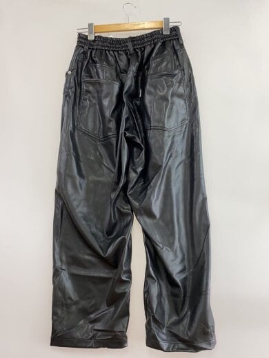 商品画像：Faux Leather 5 Pocket Wide Easy Pants/M/ポリエステル/BLK// 2