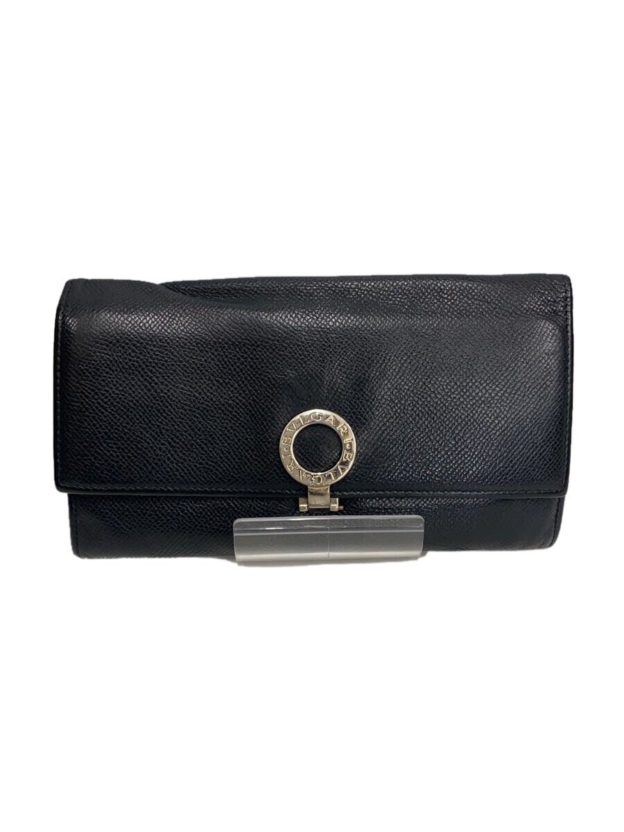 BVLGARI / サークルロゴ/長財布/レザー/BLK/無地/メンズ//