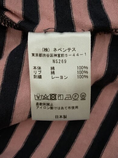 画像：NeedlesL/S Crew Neck Tee/長袖Tシャツ/XS/コットン/PNK/ボーダー/NS2694