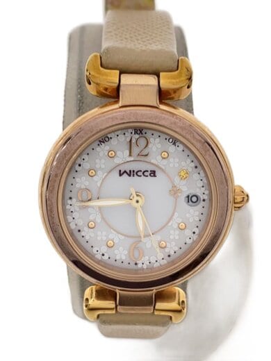 商品画像：ソーラー腕時計/アナログ/レザー/WHT/BEG/H0F8-R009192 1