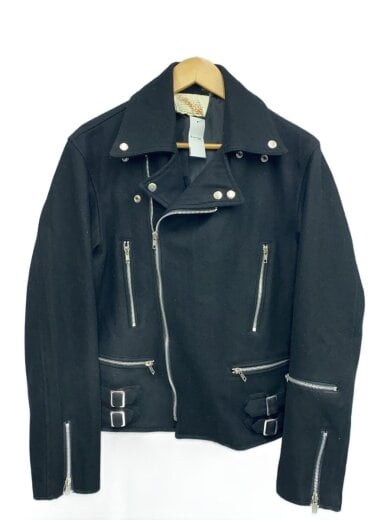 商品画像：ダブルライダースジャケット/L/ウール/BLK 1