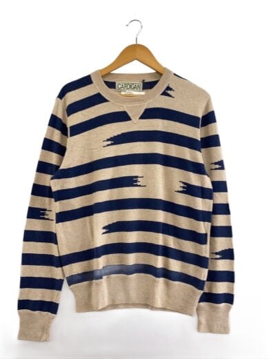 商品画像：ニット・セーター(厚手)/M/コットン/BEG/ボーダー/37-3101075 1