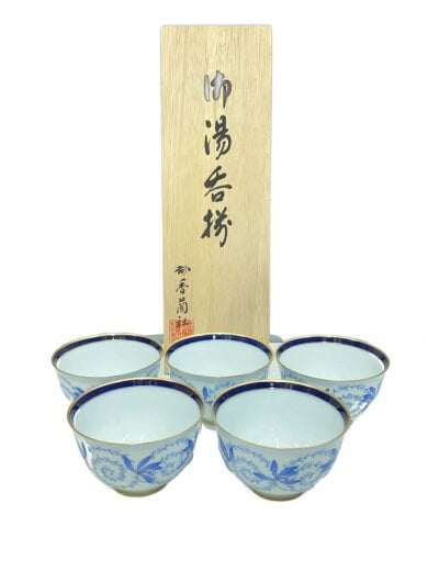 商品画像：蘭と小花/湯呑/5客セット/BLU 1