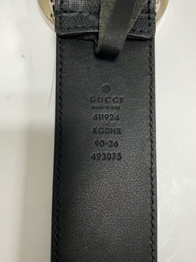 画像：GUCCIインターロッキングG/ベルト/PVC/BLK/総柄/メンズ/4930753