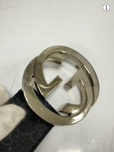 画像：GUCCIインターロッキングG/ベルト/PVC/BLK/総柄/メンズ/4930754
