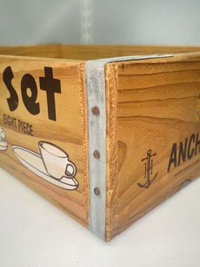 商品画像：ANCHOR HOCKING/木箱/クレート/ウッド/BEG 4