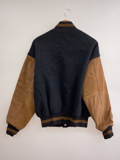 商品画像：90s～/レザー切替/スタジャン/M/ウール/BLK// 2