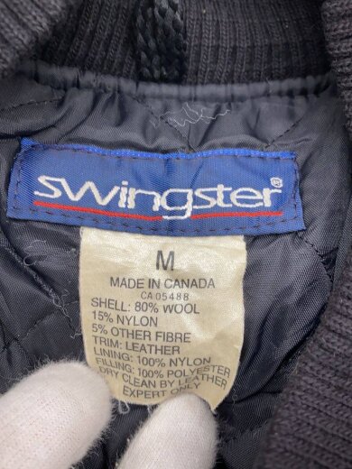 商品画像：90s～/レザー切替/スタジャン/M/ウール/BLK// 3