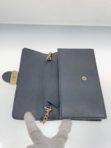 商品画像：チェーン・ショルダーウォレット_インターロッキングG/レザー/BLK/レディース// 4