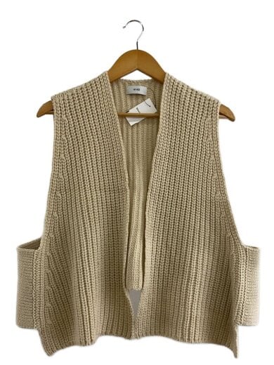 商品画像：RIBBED VEST/ニットベスト(厚手)/--/ウール/BEG/無地/222-11287// 1