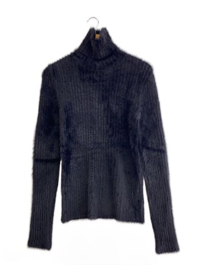 商品画像：RIBED HI-NECK SHAGGY KNIT/ニット/M/ナイロン/BLK/4B004-0125-34// 1