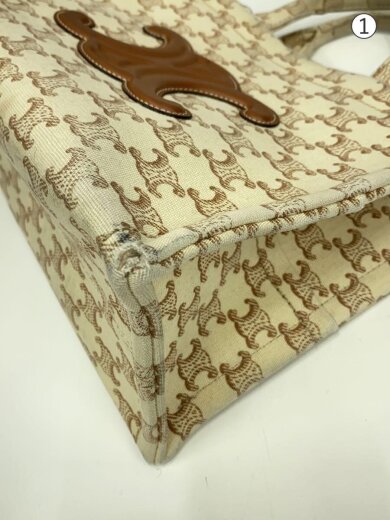 画像：CELINEスモールカバ タイス/トリオンフ/2WAYハンドバッグ/コットン/BEG6