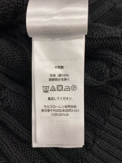 画像：LAUREN RALPH LAURENケーブルニット/XL/コットン/BLK4