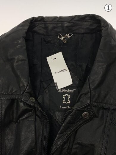 商品画像：St michael/レザージャケット・ブルゾン/レザー/BLK 6