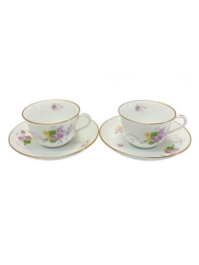 商品画像：カップ&ソーサー/2点セット/WHT/花柄 1