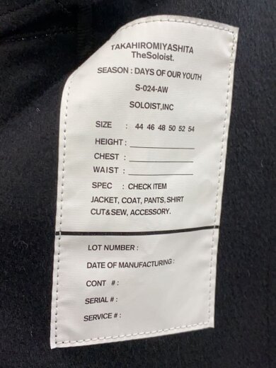 商品画像：チェスターコート/46/ウール/BLK/sj.0003AW24 4