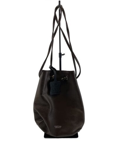 商品画像：巾着バッグ/レザー/BRW/底面擦れ有 1