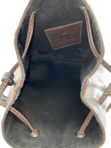 商品画像：巾着バッグ/レザー/BRW/底面擦れ有 6