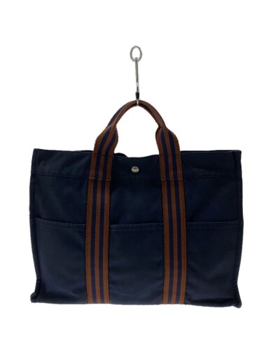 画像：HERMESフールトゥMM/トートバッグ/コットン/NVY1