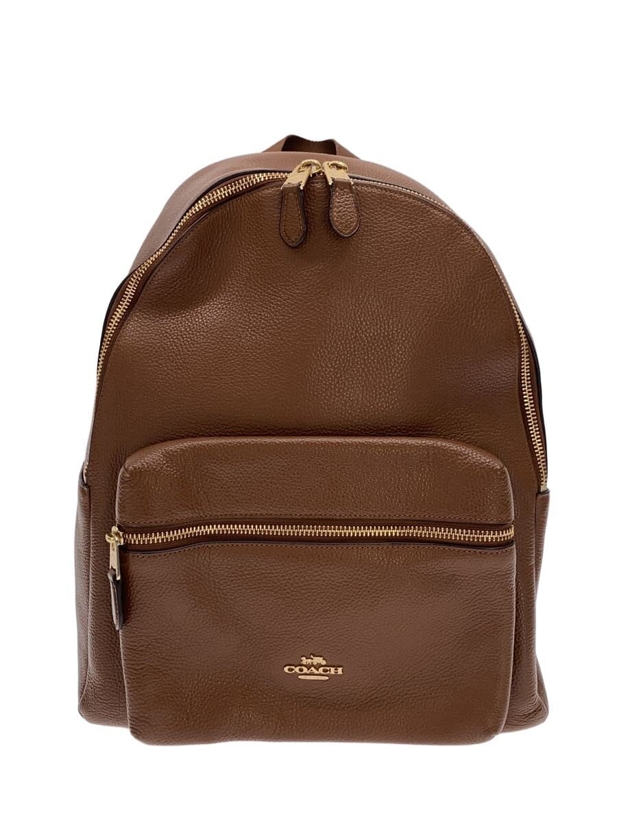 COACH / リュック/レザー/BRW/無地/F38288
