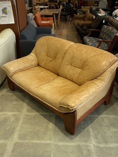 商品画像：#/Soflex/2シーターソファ/レザー/ブラウン 1