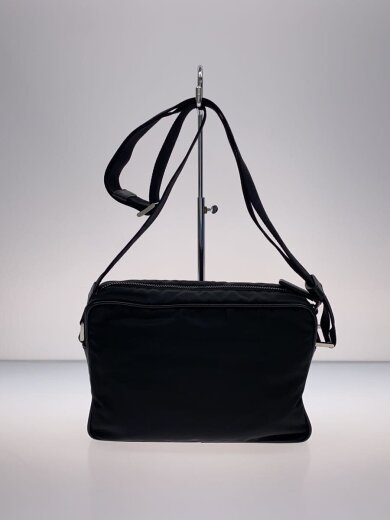 商品画像：Re-Nylon×サフィアーノ/ショルダーバッグ/三角プレート/ナイロン/BLK/黒/ロゴ// 3